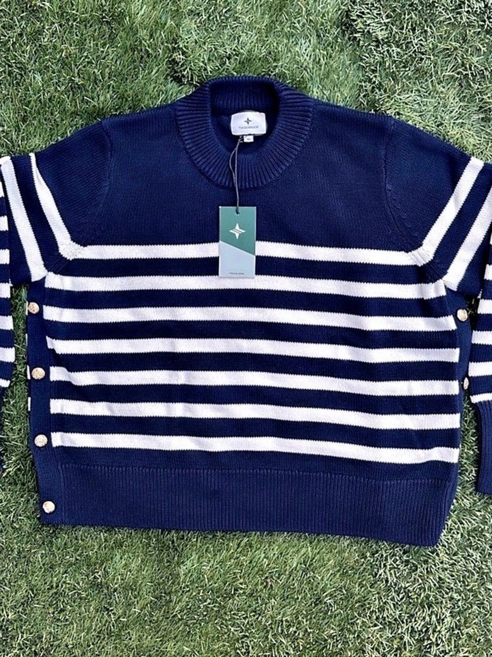 Tuckernuck Bar Harbor Striped Sweater Blue & White XL NWT